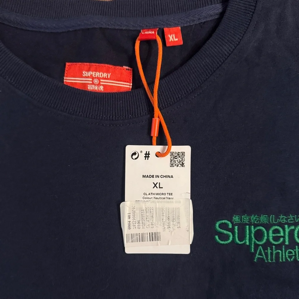 Super Dry Shirt Size Xl Blue Short Sleeve Crew Neck Embroidered Logo Tee
